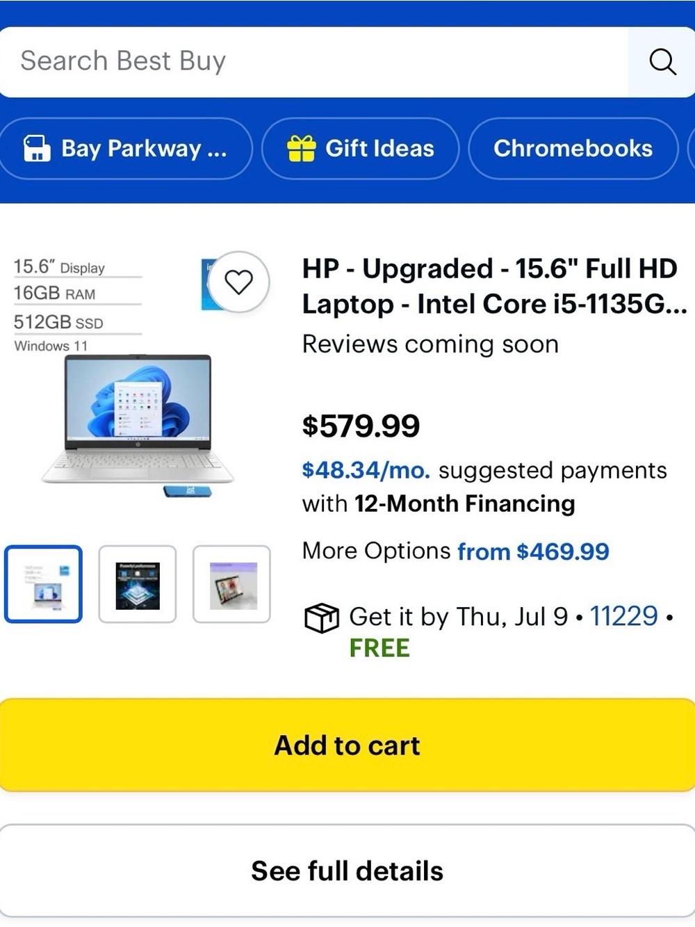 HP 15.6" Full HD Laptop - Silver White